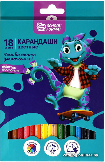 

Набор цветных карандашей Schoolformat Smart Dino КЦ18-СМД1 (18цв)