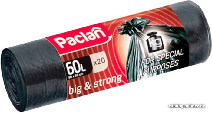 

Пакеты для мусора Paclan Big & Strong 60 л (20 шт, черный)