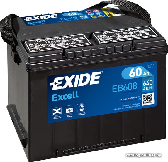 

Автомобильный аккумулятор Exide Excell EB608 (60 А·ч)