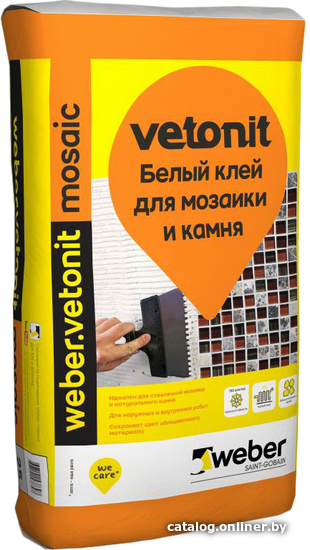 

Клей для светлого мрамора и мозаики Weber.Vetonit mosaic 25 кг