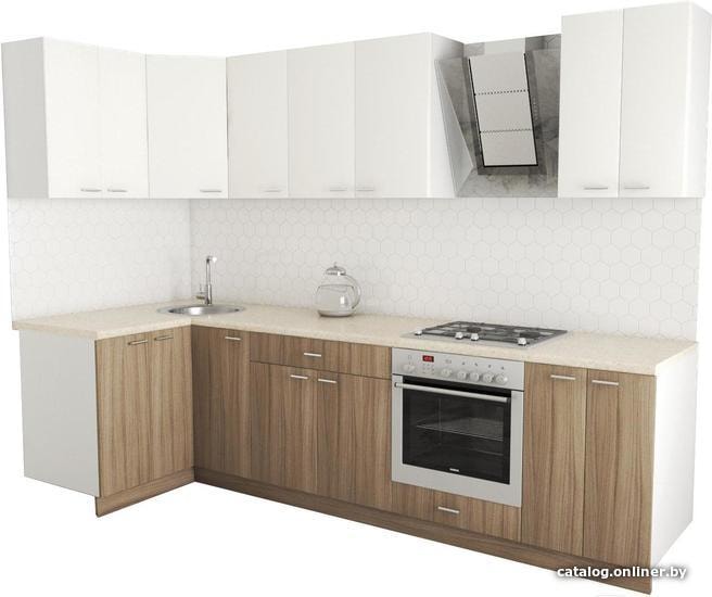 

Готовая кухня Хоум Лайн Луиза Люкс 1200x2900 угловой (древесина шорвуд/белый)