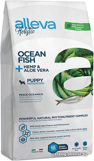 

Сухой корм для собак Alleva Holistic Ocean Fish + Hemp & Aloe vera Puppy Medium 800 г