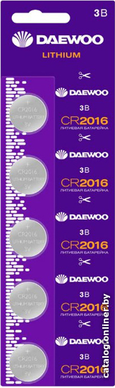 

Батарейка Daewoo Lithium CR2016-BP5 5шт