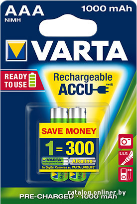 

Аккумулятор Varta AAA 1000mAh 2 шт. (05703)