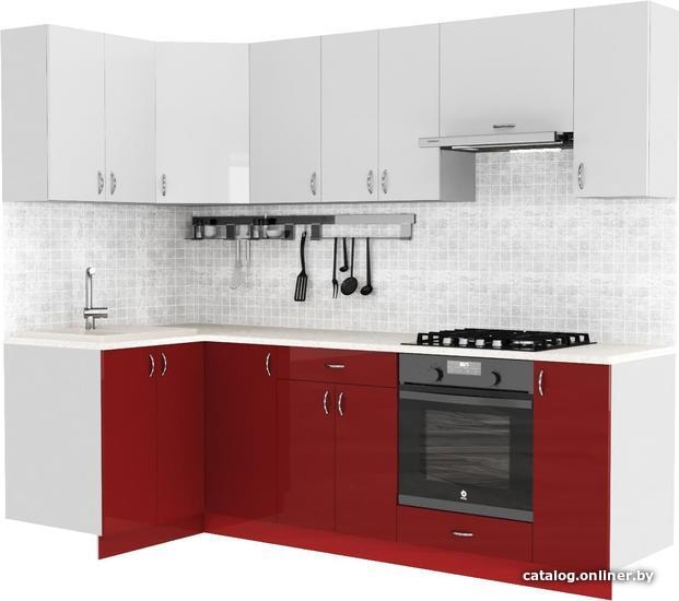 

Готовая кухня Сивирин-Компани Клео глосc 1.2х2.5 (бургундский глянец\белый глянец)