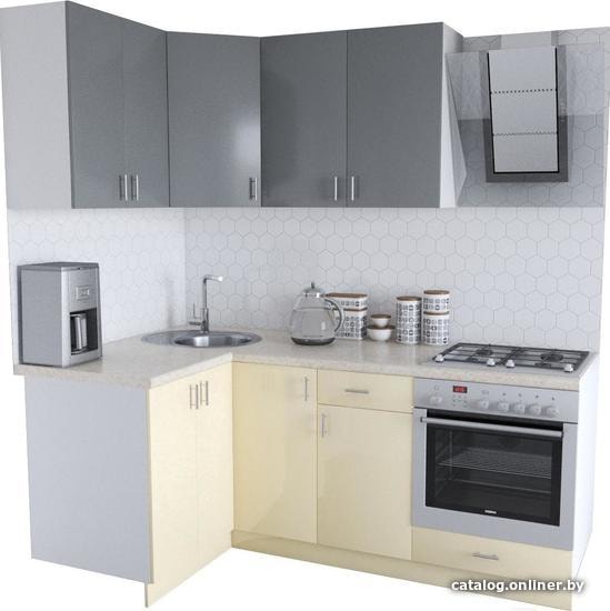 

Готовая кухня Хоум Лайн Кристалл Люкс 1200х2000 угловой (ваниль/серый)