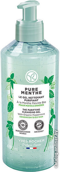 

Yves Rocher Pure Menthe Очищающий гель д/умывания с Перечной мятой БИО - для комб. и жирн.кожи 390 мл