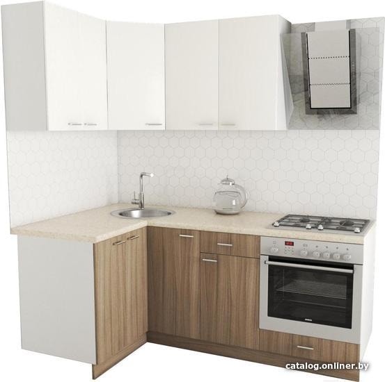 

Готовая кухня Хоум Лайн Луиза Люкс 1200x2000 угловой (древесина шорвуд/белый)