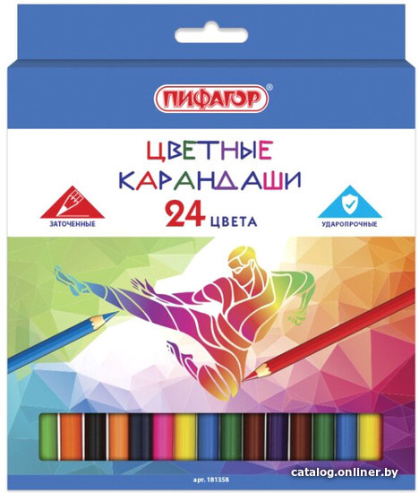 

Набор цветных карандашей Пифагор Быстрее! Выше! Сильнее! 181358 (24 цв)