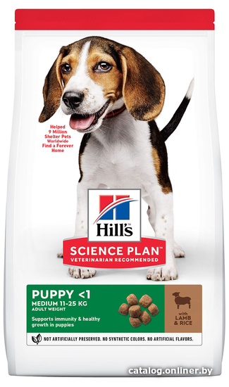 

Сухой корм для собак Hill's Science Plan Puppy Medium для щенков средних пород для поддержания сильного иммунитета, с ягненком и рисом 12 кг