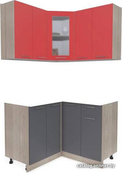 

Готовая кухня Интерлиния Мила 12x12 без столешницы (красный/антрацит)