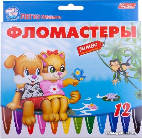 

Фломастеры Hatber Jumbo Пушистики BFk-12231 (12 цв)