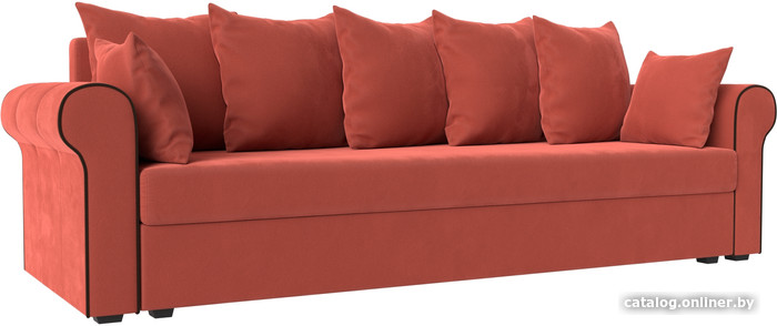 

Диван Лига диванов Рейн 112558 (микровельвет коралловый/кант коричневый)