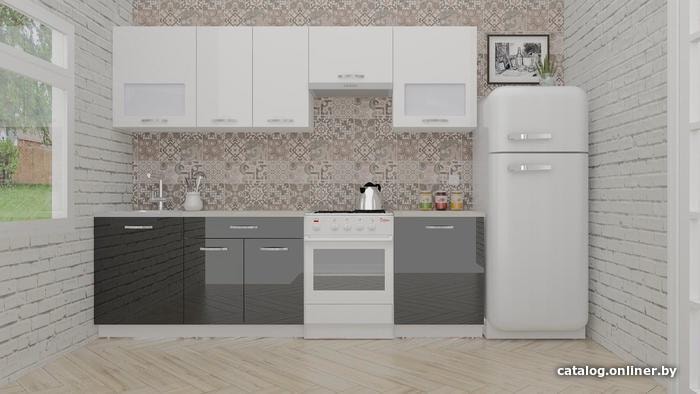 

Готовая кухня ВерсоМебель ЭкоЛайт-5 2.5 (белый/черный)