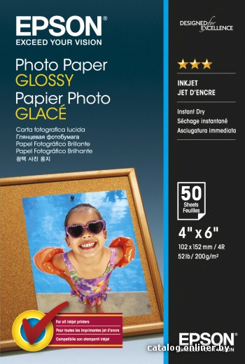 

Фотобумага Epson Photo Paper Glossy 10х15 200 г/м2 50 л (C13S042547)