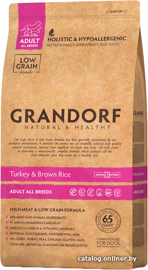 

Сухой корм для собак Grandorf Adult All Breeds Turkey & Brown Rice (индейка и коричневый рис) 12 кг