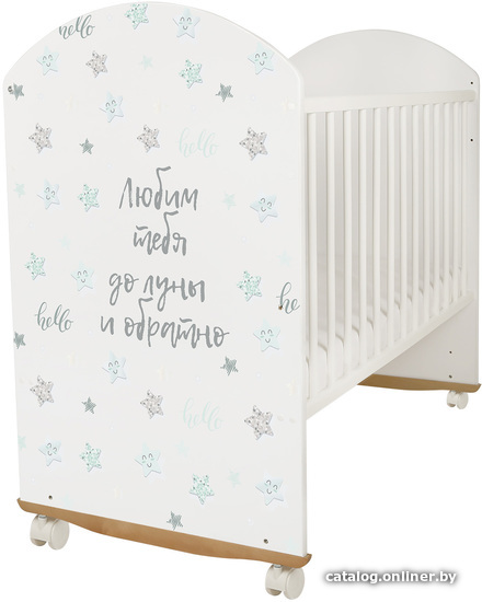 

Классическая детская кроватка Indigo With Love Star Mint колесо-качалка (белый)