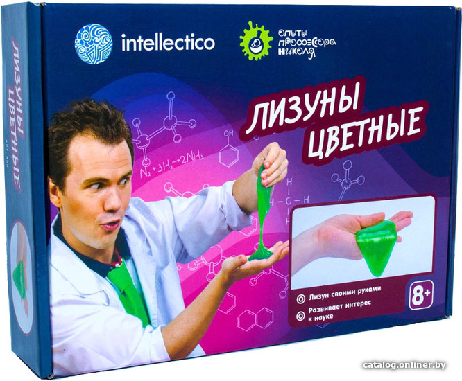 

Набор для создания слайма Intellectico Набор для опытов Опыты профессора Николя. Лизуны цветные 855