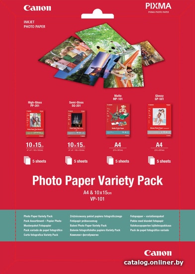 

Фотобумага Canon Photo Paper Variety Pack VP-101 10x15 20 л 0775B079