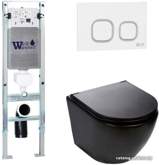 

Унитаз WeltWasser Merzbach 004 MT-BL + Amberg 350 ST + Amberg RD-WT (черный матовый/белый)