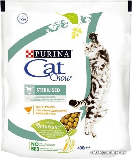 

Сухой корм для кошек Cat Chow для стерилизованных кошек, домашняя птица 0.4 кг