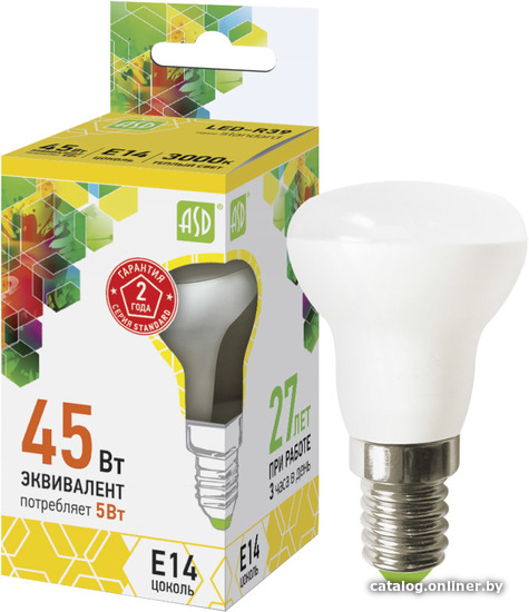 

Светодиодная лампочка ASD LED-R39-standard E14 5 Вт 3000 К [4690612006697]