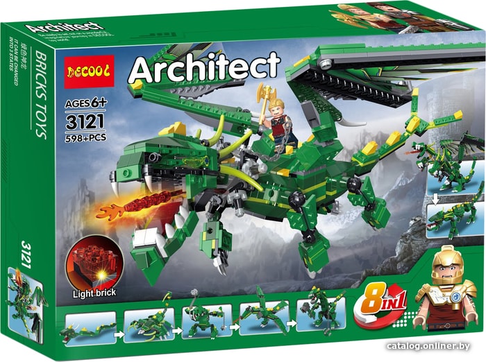 

Конструктор Decool 3121 Зеленый дракон 3 в 1