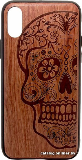 

Чехол для телефона Case Wood для Apple iPhone X (палисандр, череп женский)