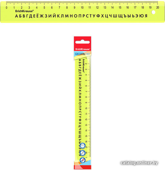 

Линейка Erich Krause Neon 20 см с русск. алфавитом 55491 (желтый)