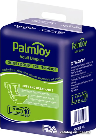 

Подгузники для взрослых Palmjoy Double Absorbent L (10 шт)