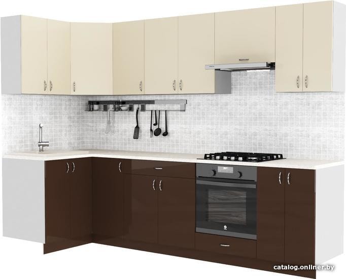 

Готовая кухня Сивирин-Компани Клео глосc 1.2х2.9 (коричневый глянец\ваниль глянец)