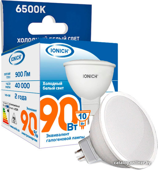 

Светодиодная лампочка Ionich ILED-SMD2835-JCDR-10Вт-900Лм-230В-6500К-GU5.3 1791
