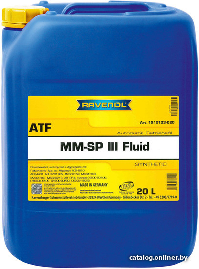 

Трансмиссионное масло Ravenol ATF MM SP-III Fluid 20л