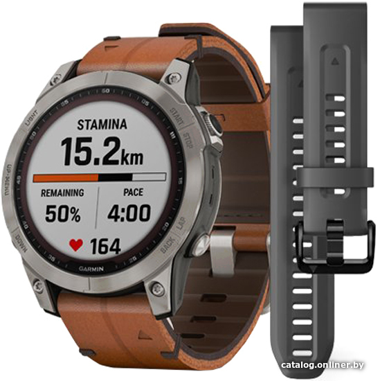 

Умные часы Garmin Fenix 7 Sapphire Solar 47 мм (титан/каштановый кожа)