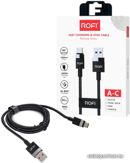 

Кабель Rofi Perfume USB-A - USB-C (черный)