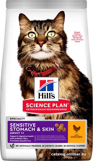 

Сухой корм для кошек Hill's Science Plan Adult Sensitive Stomach & Skin с курицей 1.5 кг