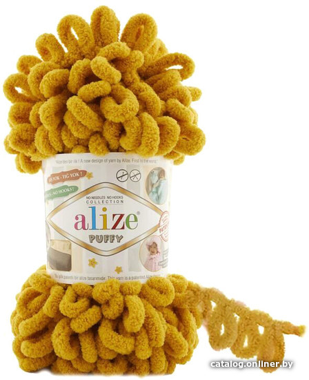 

Пряжа для вязания Alize Puffy 02 (9 м, шафран)