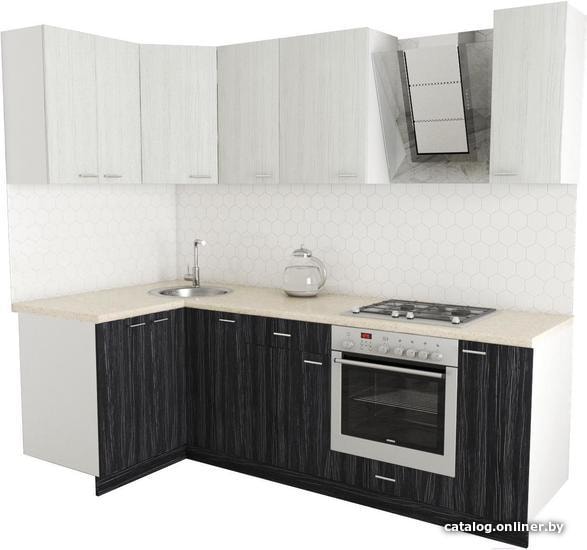 

Готовая кухня Хоум Лайн Луиза Люкс 1200x2400 угловой (древесина графит/древесина белая)