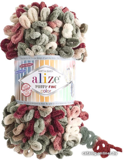

Пряжа для вязания Alize Puffy fine color 6039 (14 м, бордово-серый)