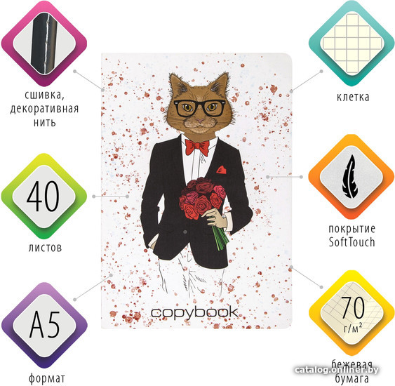 

Полуобщая тетрадь BRAUBERG Mister Cat 403768 (40л, клетка)