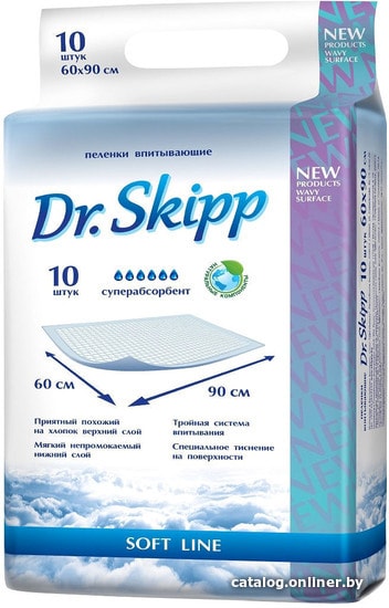 

Набор одноразовых пеленок Dr.Skipp С суперабсорбентом 60x90 (10 шт)