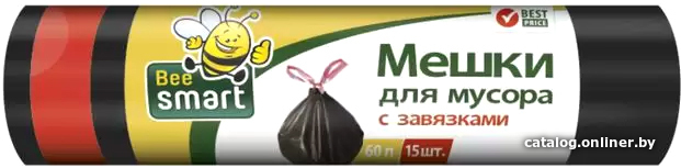 

Пакеты для мусора Paclan Bee Smart с завязками (60 л, 15 шт)