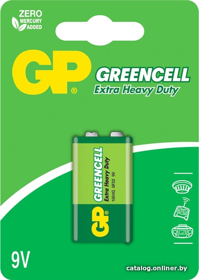 

Батарейка GP Greencell 9V 1604G