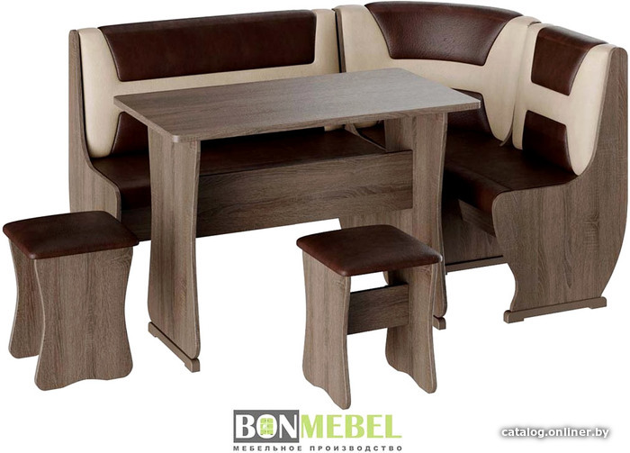 

Обеденная группа Bon Mebel Уют-3 (дуб сонома трюфель/кожзам шоколад/кожзам бежевый)