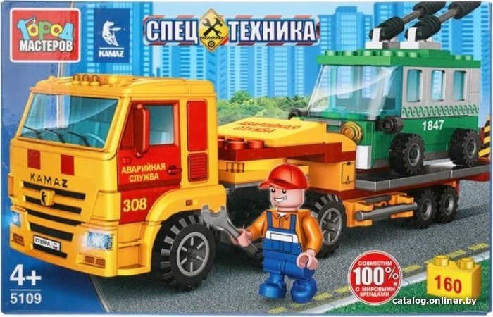 

Конструктор Город мастеров Спецтехника 5109-KK Камаз. Перевозчик с троллейбусом