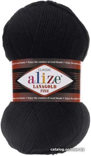 

Пряжа для вязания Alize Lanagold Fine 60 (390 м, черный)