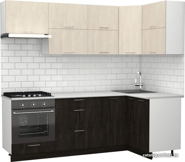 

Готовая кухня S-Company Клео крафт 1.2x2.3 правая (угольный камень/шелковый камень)
