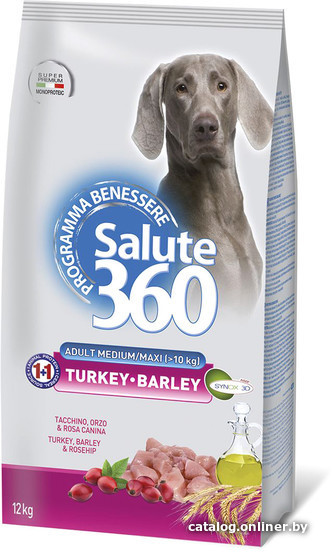 

Сухой корм для собак Pet360 Salute 360 Dog Adult Medium/Maxi с индейкой и ячменем 12 кг