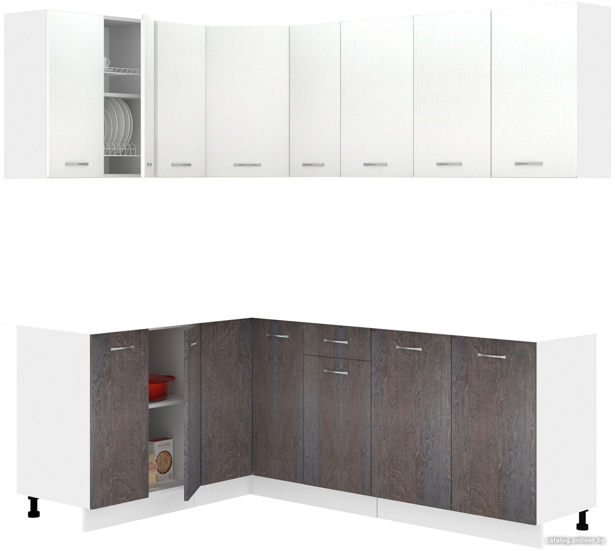 

Готовая кухня Кортекс-мебель Корнелия Лира 1.5x2.1 без столешницы (белый/береза)