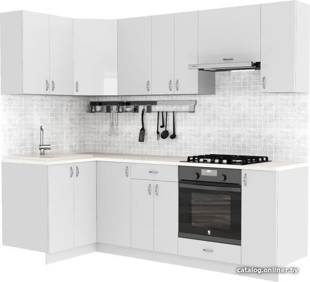 

Готовая кухня S-Company Клео глоcс 1.2x2.4 левая (белый глянец/белый глянец)